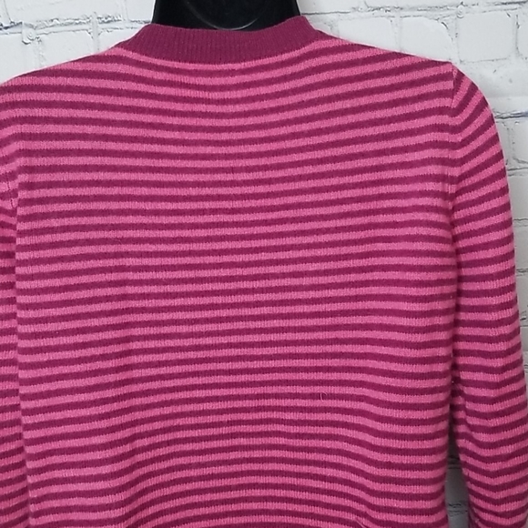 Garnet Hill cashmere pink striped sweater - Picture 7 of 8